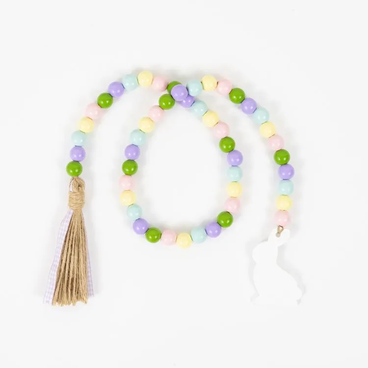 Party Favor Easter Wood Bead Garland with Tassels 5 Patterns Farmhouse Rustic Natural Wooden Beads String Spring Party Favors DH8965