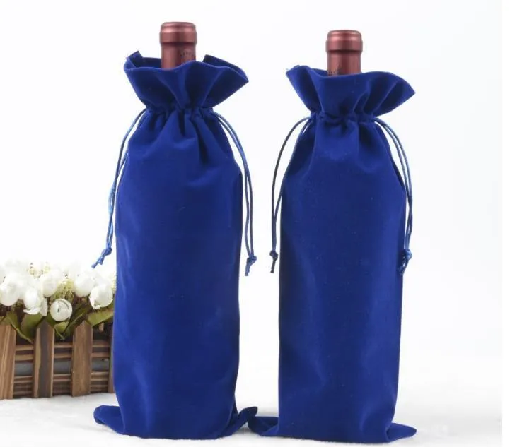 Gift Wrap 100pcs lot Velvet Wine Bottle Covers Bags Drawstring Flannel Champagne Wedding Party Packaging Pouch302k