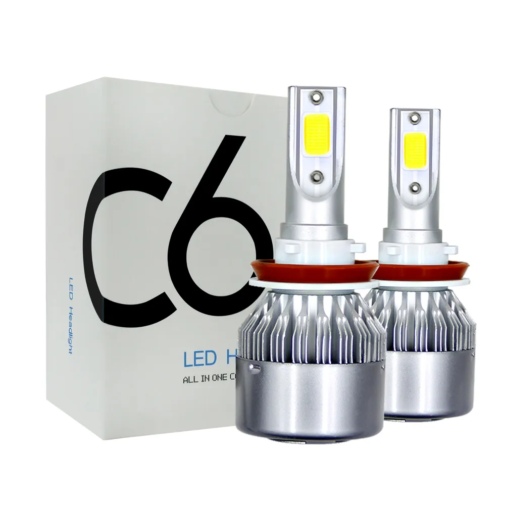 C6 H1 H3 LED المصباح المصباح H7 LED أضواء السيارة H4 880 H11 HB3 9005 HB4 9006 H13 6000K 72W 12V 7200LM السيارات المصابيح الأمامية