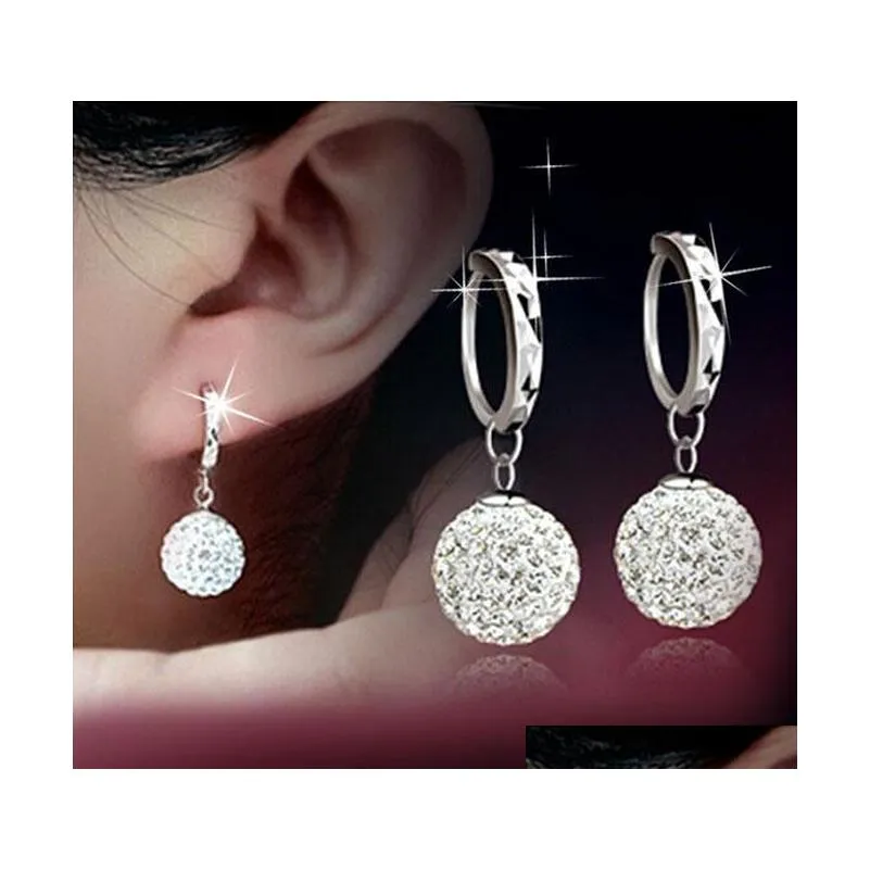 Austrian Crystal Dangle Earrings Rhinestone Disco Ball Ear Jewelry 925 Sterling Silver Earrings For W sqcZKr dhseller2010