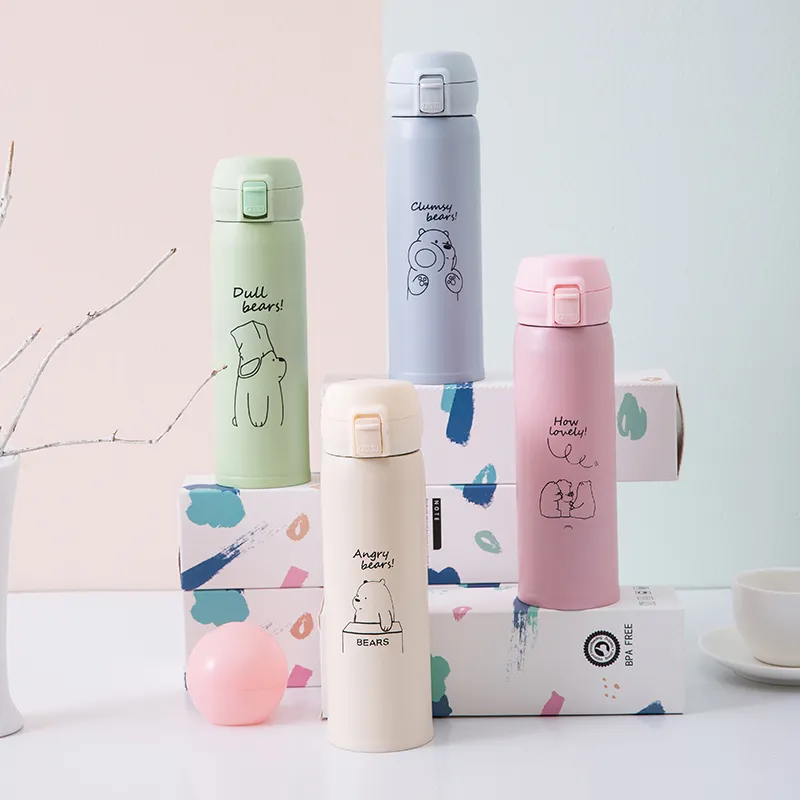 Vacuum Flask Thermos With Cup Lid: 400ml Stainless Steel Thermos