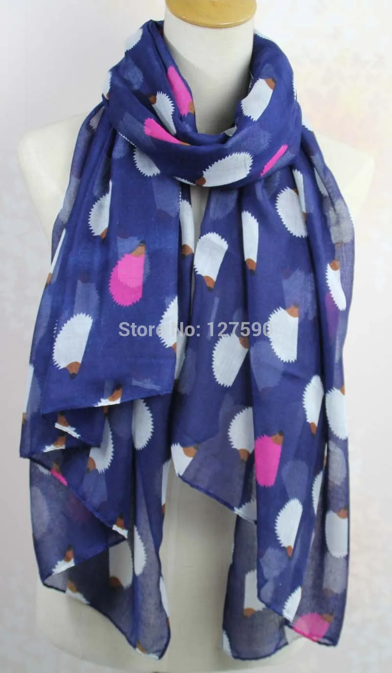 Luxury- Fashion Hedgehog Print Scarves Shawls Animal Pattern Wrap Hijab Scarf Mix 9 color Wholesale