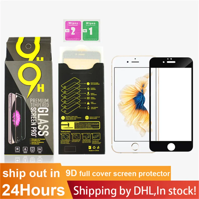 Full Cover Tempered Glass Screen Protector für iPhone 11 12 13 Mini PRO MAX XR XS 7 8 PLUS 9D 9H 0,3 MM mit Kleinkasten