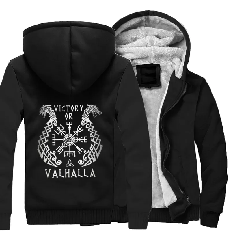 Odin Vikings Giacca invernale Uomo Cappotto Gone to Valhalla Cappotti Zipper Fleece Thcik Warm Felpe con cappuccio Felpa Soprabito Outwear C1117