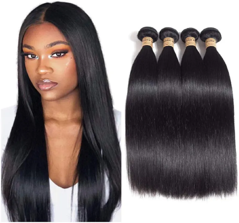 10 ~ 24 pouces Extensions de cheveux synthétiques droites Bundles de trame Simulation de couleur noire Trames de fibres à haute température de cheveux humains FL-003