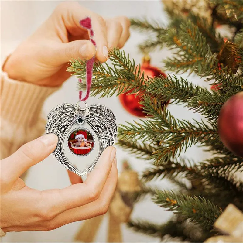 DHL sublimation christmas ornament decorations angel wings shape blank hot transfer printing consumables supplies new style wholesales