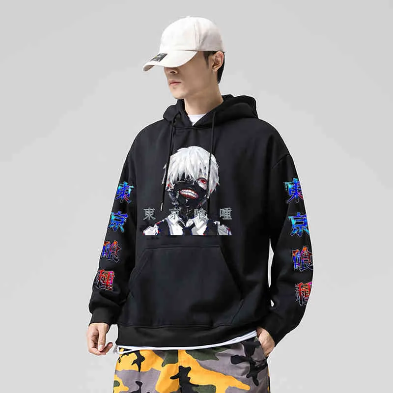 Anime Hoodie Tokyo Ghoul Drukowane Bluzy Topy Hip Hop Casual Luźne Sweter Bluzy Unisex H1227