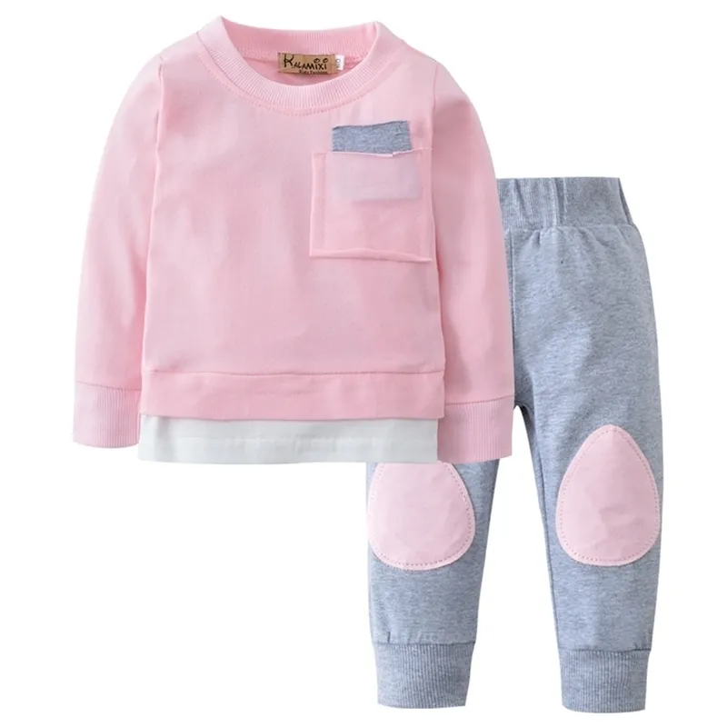 Autumn Toddler Neonato Neonato Ragazzi Ragazze Vestiti Set di cotone T-shirt manica lunga + Pantaloni 2 pezzi Abbigliamento Abbigliamento Abiti per neonati LJ201223