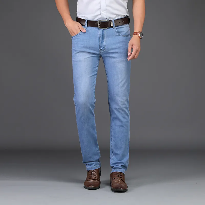 Sulee Brand Men Spring Летние джинсы Джинсовые мужские джинсы Slim Fit Plus Размер до 40 Big и высоких мужчин Брюки Тонкая одежда Джинсы 201117