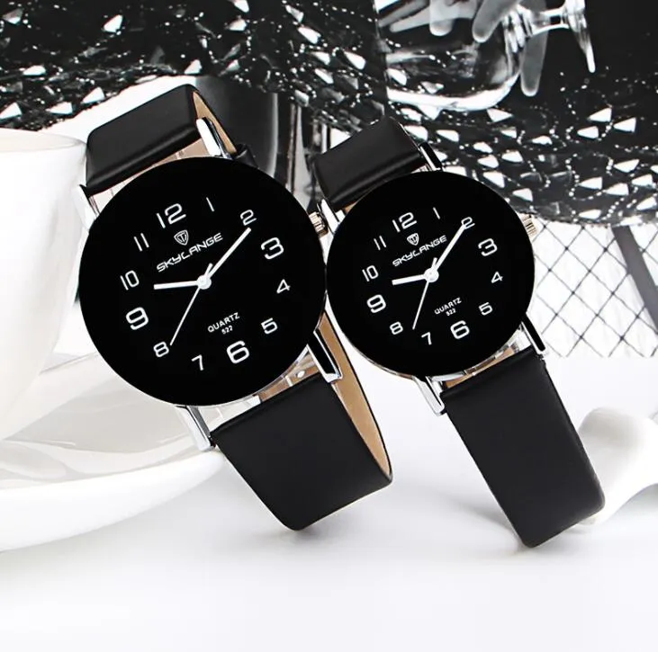 Newest Classical Simple Ladies Men Quartz Wristwatch Leather Band Coloful Watch Couple Numeral Design Student Lover Watches