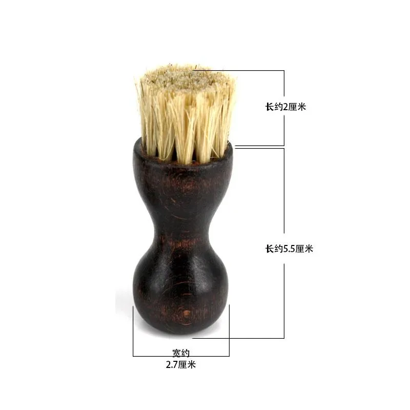 Wooden Shoes Brush Handle Natural Bristle Horse Hair Shoe Shine Buffing Cleaning Polishing Tool Gadget