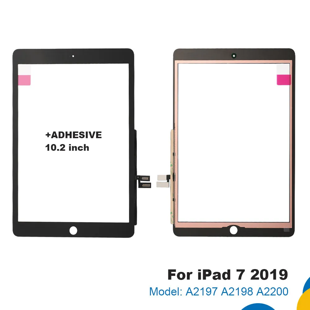 Per iPad 7 8 7th 8th 2019 Versione A2197 A2200 A2198 Touch Screen Digitizer Pannello esterno anteriore Vetro 10,2 pollici con adesivo