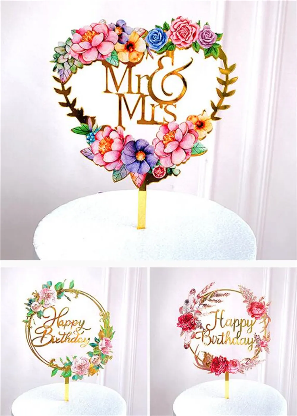 Décoration De Gâteau « Joyeux Anniversaire » En Acrylique – Chiffres 0 à 9 Inclus – Cake Topper Réutilisable Pour Fêtes