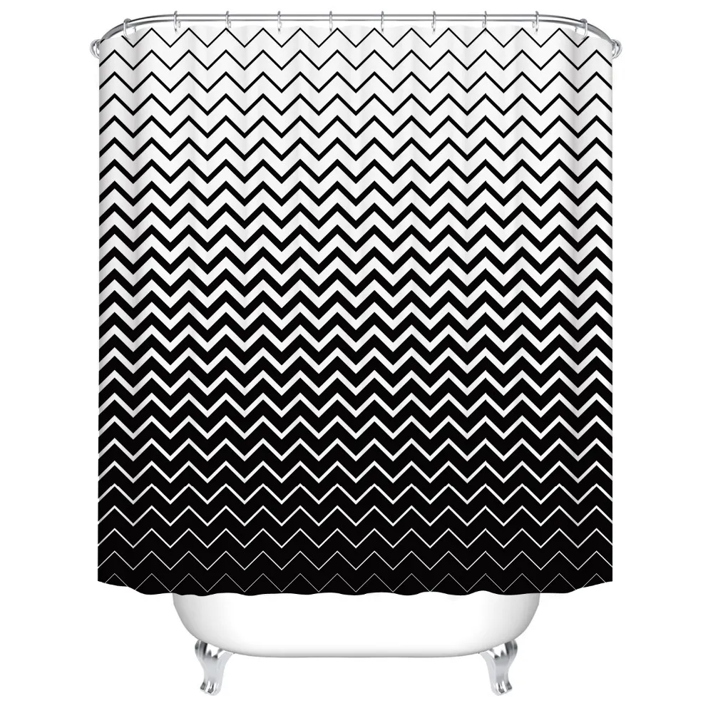 Elefantex Geometric Shower Curtain 180x180cm Black & White Fabric