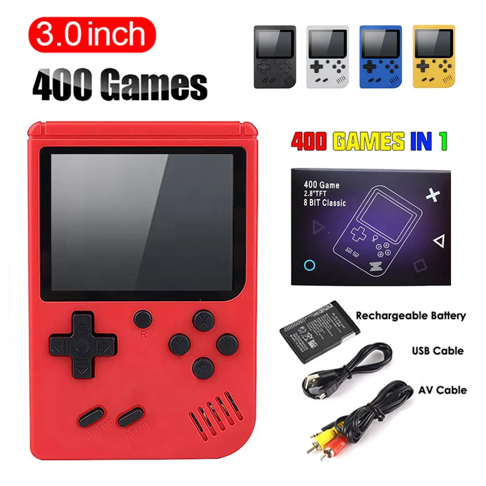 400-in-1 mini handheld videogame console draagbare spelers met 3-inch kleur LCD en 400 klassieke games retro 8-bit ontwerp