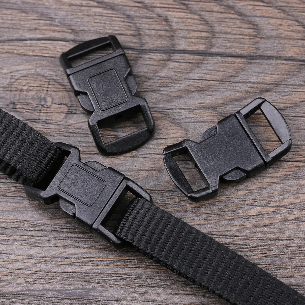 100 PCs 10mm Plastic Hardware Dual Adjustable Side Release Curved Buckles Tatical Backpack Belt Bag Parts Strap Webbing Tool