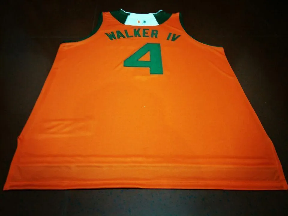 21S # 4 Lonnie Walker IV Колледж Джерси белый оранжевый зеленый сшитый персонализированные или пользовательские какое-либо имя или номер колледжа Джерси