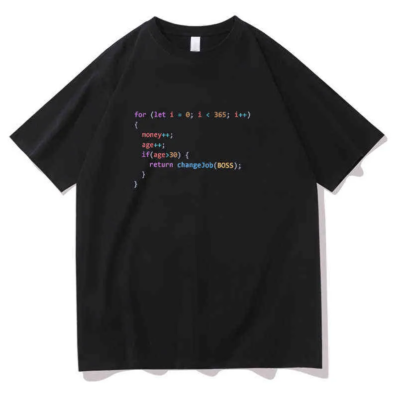 Javascript Coder Fake Plan For-Loop T-shirt Frontend Backend Nodejs Js Programmierer Baumwolle Lustige Qualität Stoff Kleidung G1222