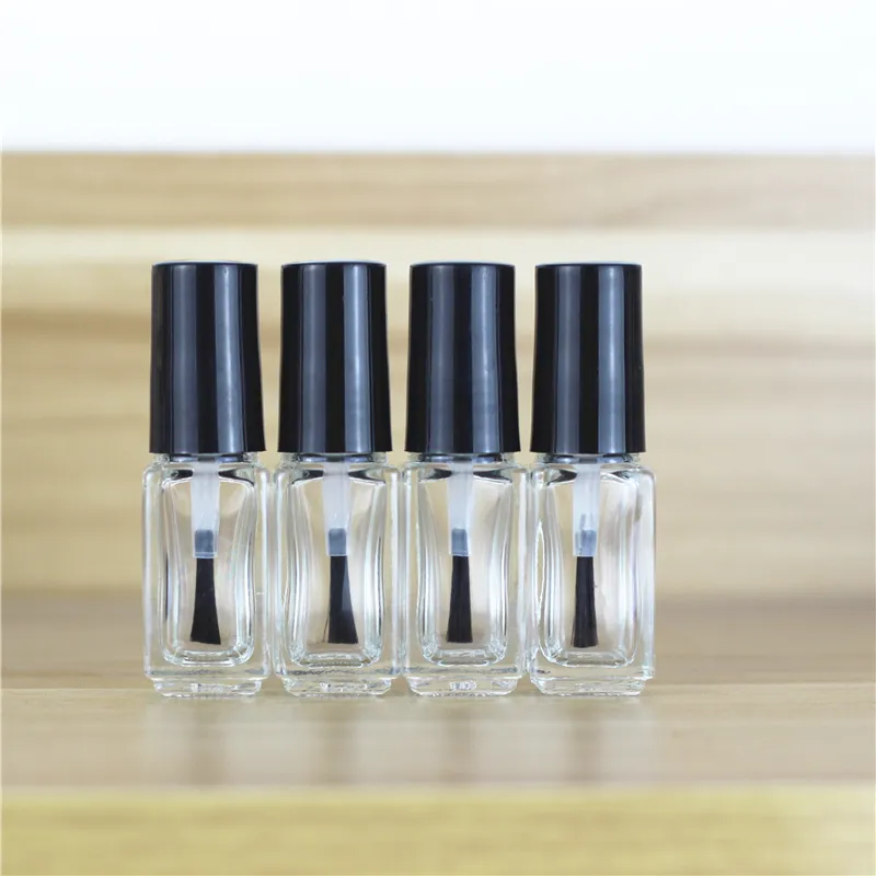 5ml Square Glass Bottle With Brush Empty Transparent Makeup Tool Nail Polish Containers Clear Glass Glue Bottle For Sample