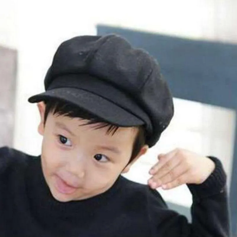 Sboy kepsar toddler baby beret hatt för pojkar tjejer barn platt mössa casquette vår höst solid röd svart grå 2-6Y1