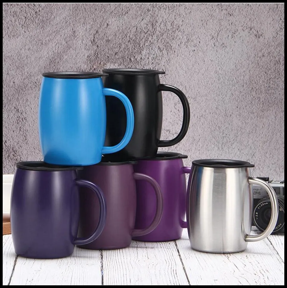 Hot Coffee Tumbler Vacuum Stainless Steel Coffee Cups Non Slip Travel Mug  (random Color)