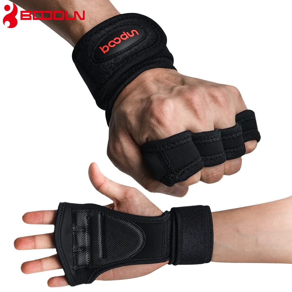 Boodun Weight Lifting Training Gloves Women Men Fitness Sports Body Building Gymnastics Grips Gym Hand Palm Protector Gloves Q0107