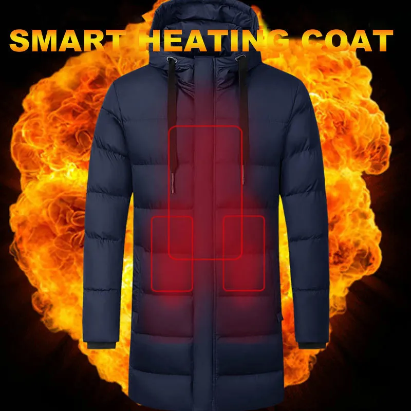 PARATAGO Chaquetas calientes de invierno con calefacción Sección larga Abrigo de calefacción eléctrica Aire libre Algodón Hombres Mujeres Chaqueta de plumón de alta calidad P9111 201114