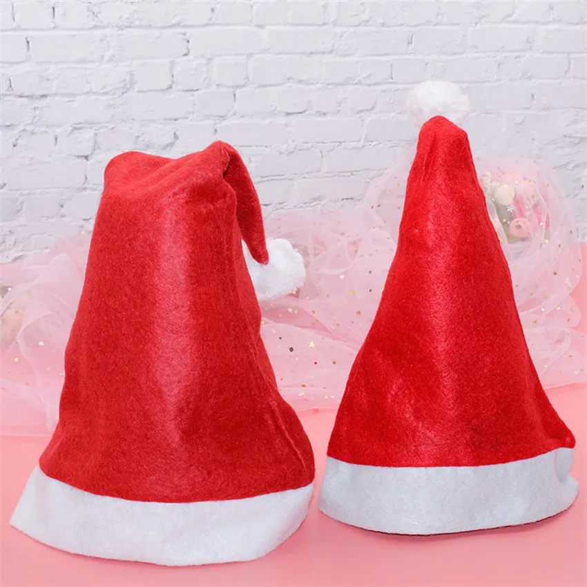 POSTEN! Julhattar Santa Clus Decorations Vanliga Non-Woven Vuxna Barn Mössor Jul Ornament Festival Party Caps A12