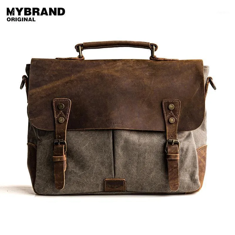 حقائب MyBrandoriginal Messenger Bag Men Canvas Handbags Vintage Totes Satchels Leather Facs Emplase Counter B071