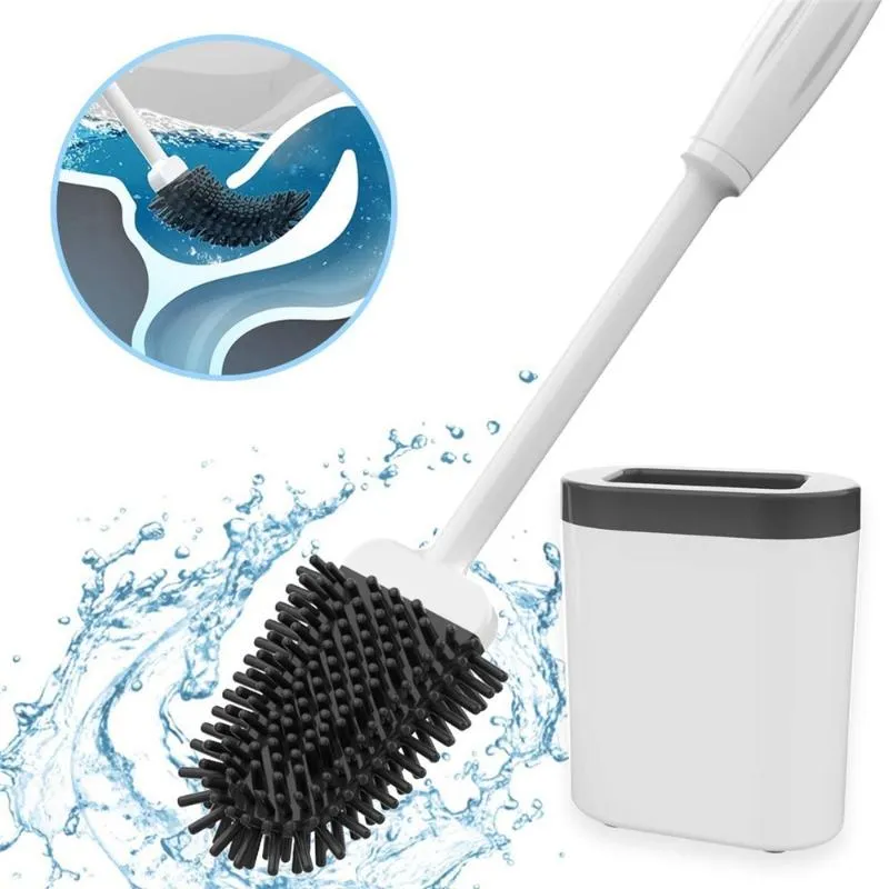 Spazzola per pulizia WC in silicone a testa piatta spazzola morbida morbida con set di sedili fissi ad asciugatura rapida Pulizia accessori WC277a