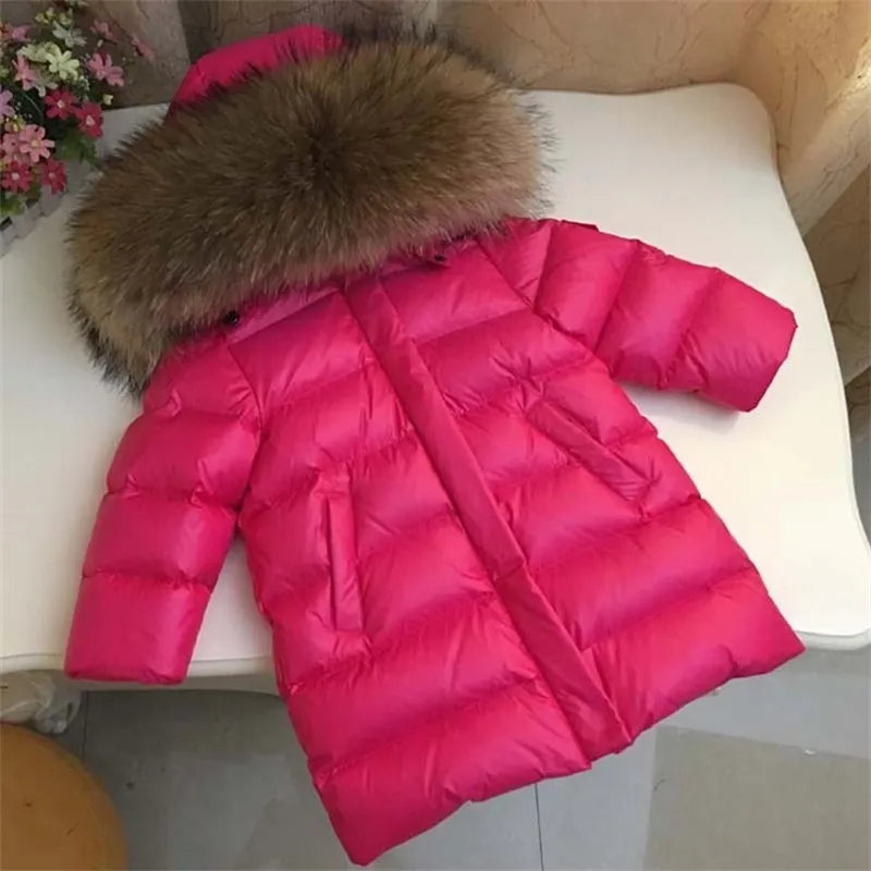 Children's Clothing Down jacket Boys and girls fur collar with long thick coat 2-12 years old LJ201124