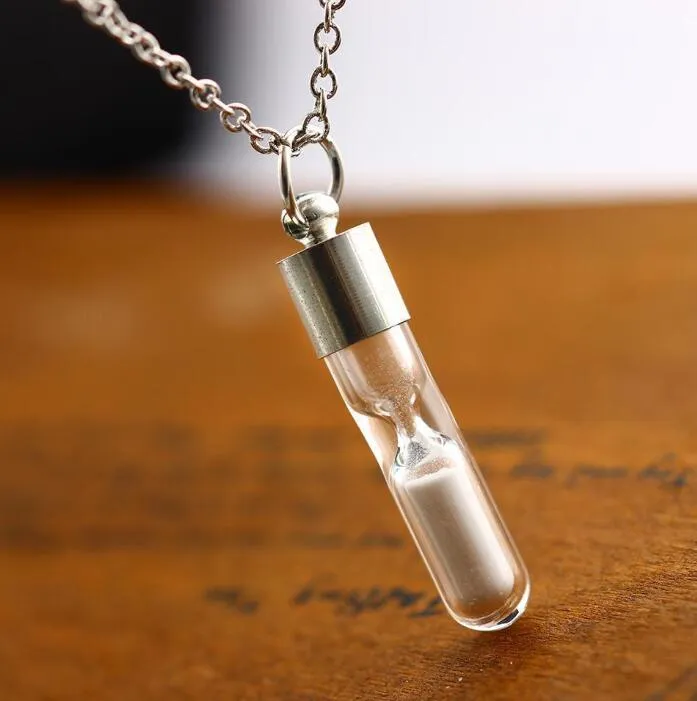 Fashion Necklace Hourglass Drifting Bottle Pendant Luminous Necklace Quicksand Wishing Bottle Valentines Day Gifts Party Favor XTL262