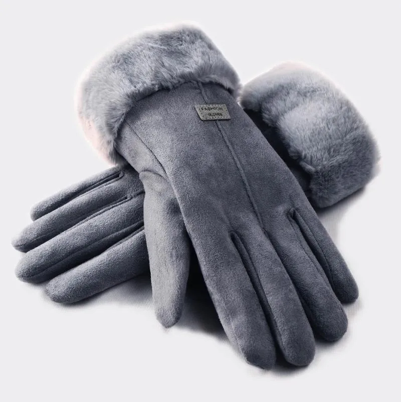 2020 New Winter Gloves Female Warm Polar Fleece Mittens Double Thick Plush Wrist Gloves Women Touch Screen Driving