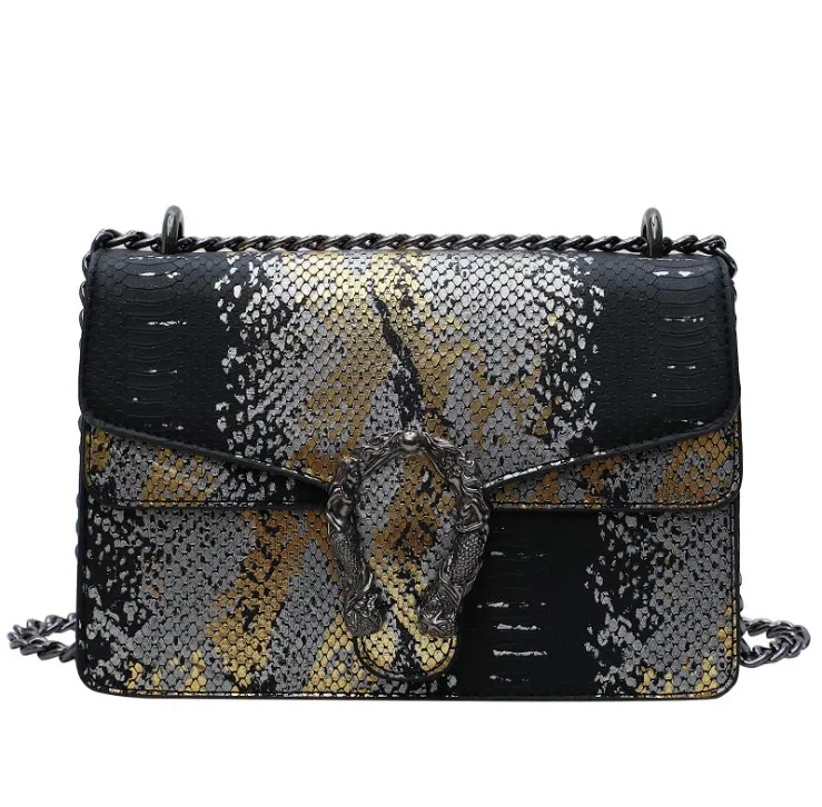 Bolsos de hombro para mujer, bolso de compras de otoño e invierno, bolso de moda con patrón de serpiente y descuento de alta calidad, bolso de mensajero para mujer