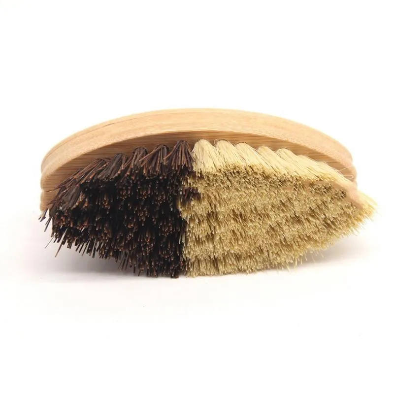 Kitchen Wooden Cleaning Brush Environmentally Friendly Bamboo And Sisal Coarse Brown Plate Brushes For Vegetables Fruits Pots Bowls 13.5*5.5*4.5cm