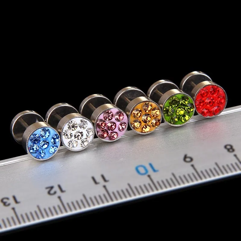 Crystal Dumbbell Stud oorbellen Dames Mens Roestvrij stalen diamant oorbellen Hip Hop Fashion Jewelry Will en Sandy Cadeau