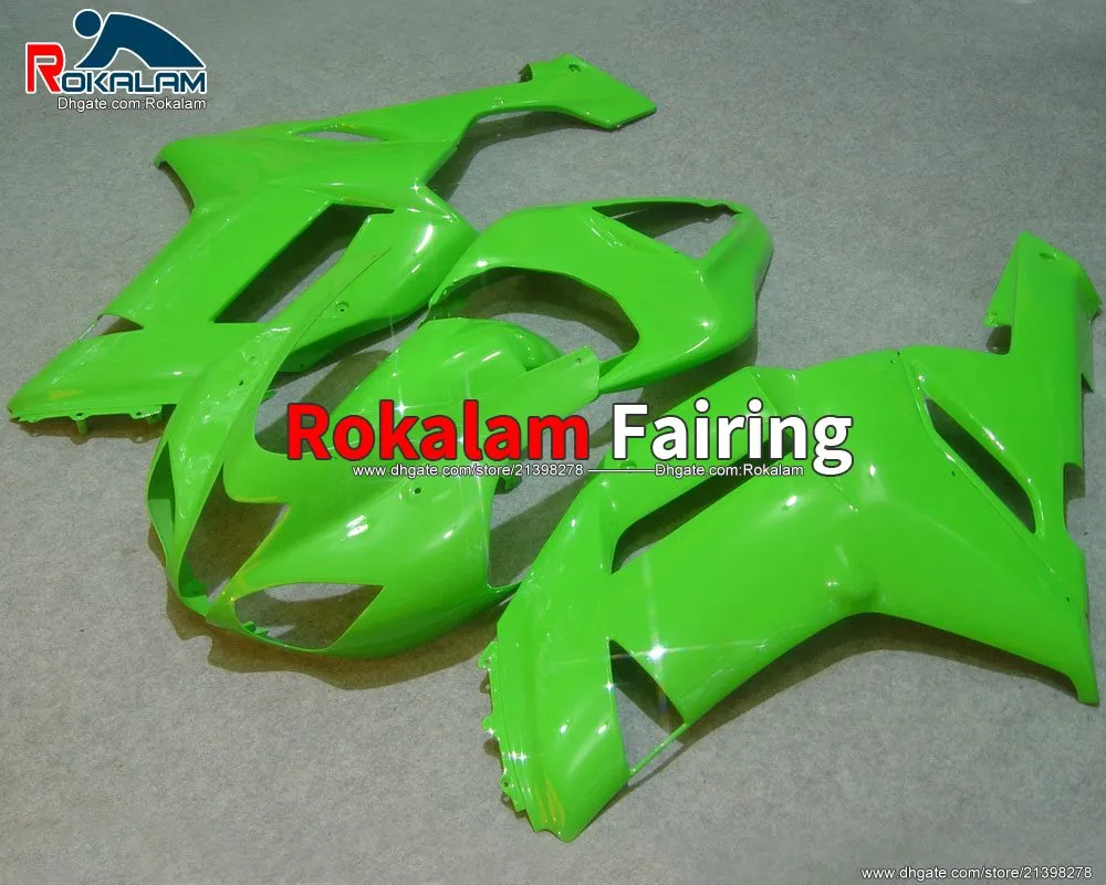 For Kawasaki Ninja Motobike Fairing Aftermarket Fairing Green Body ZX6R ZX 6R 2007 2008 ZX-6R 07 08 (Injection Molding)