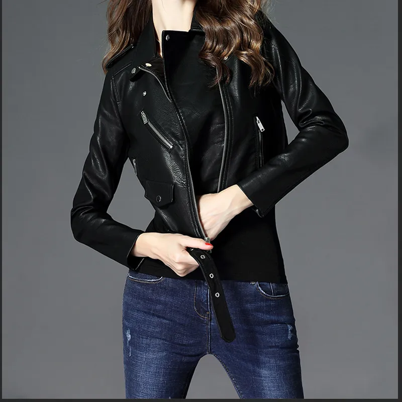 Korean PU Leather Velvet Biker Ladies Summer Jackets For Korean PU Leather Velvet Biker Ladies Summer Jackets For