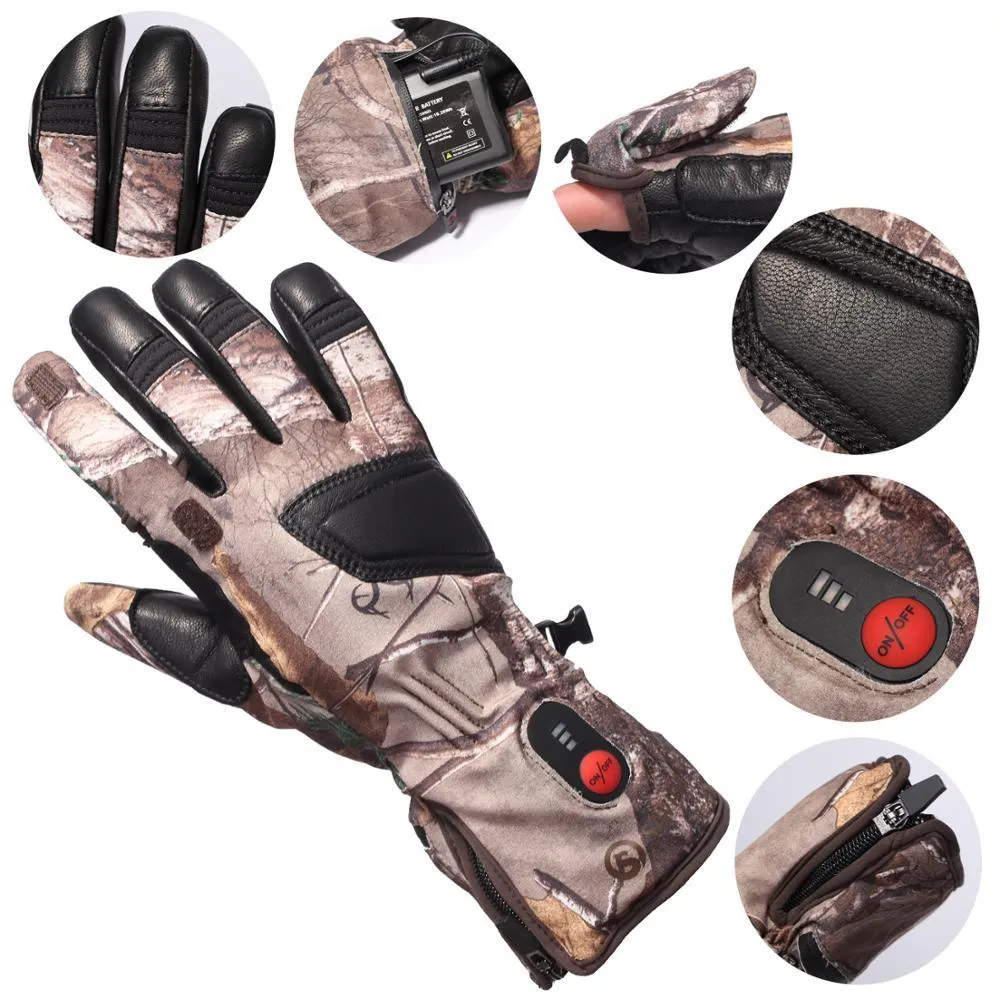 Unisexe auto-chauffant transfert de Fiber de carbone course ski vélo chasse gants chauffants électriques S32 Q0114