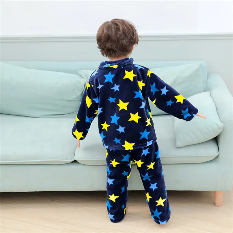 Cozy Winter Fleece Pajamas For Kids Pjs Cartoon Coral Design