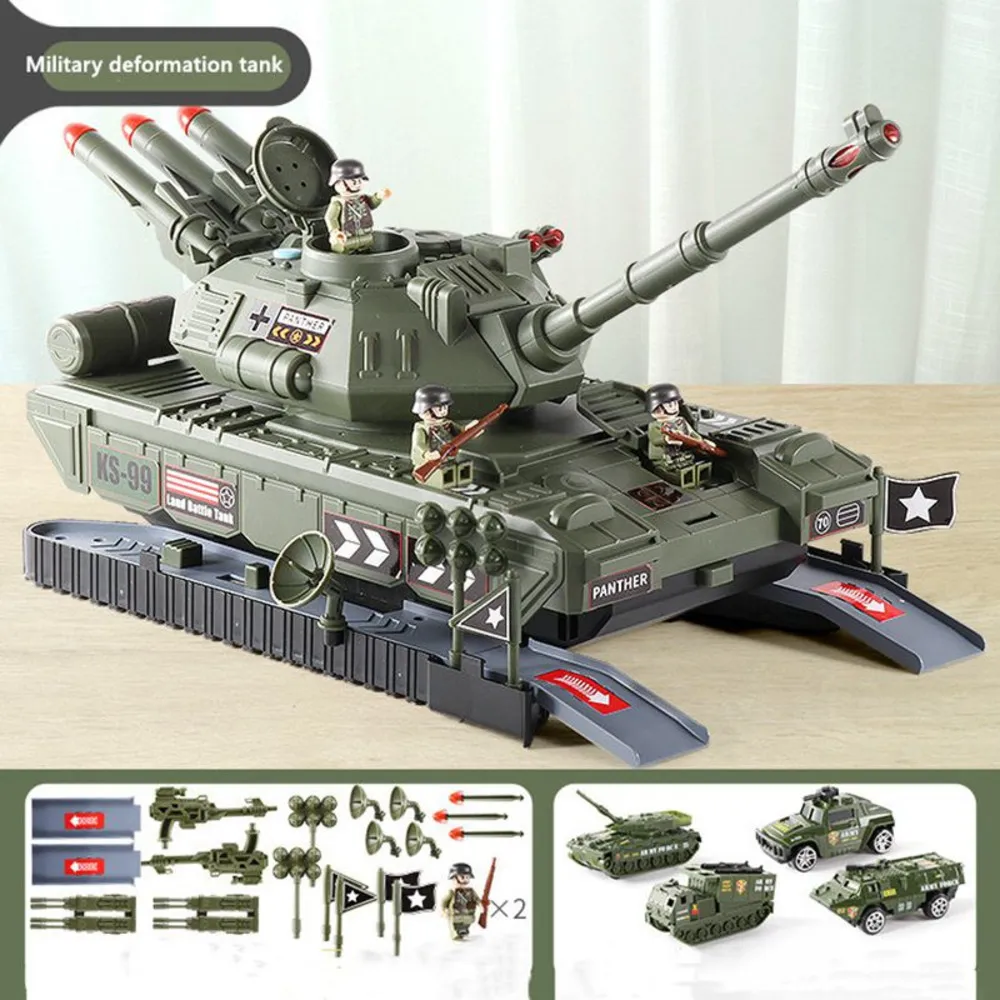 Tank Tank Music Story Simulation Simulation Militaire Tank Piste Inertia Jouet Jouet pour enfants Grand Tank Tank Kids Toy Car Y1201