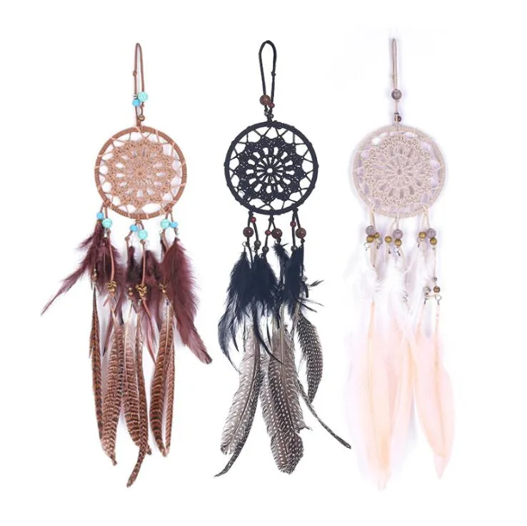 Dreamcatcher tecelando renda de sonho de sonho apanhador de menina coração retro sonho ornamentos por porta de penas de pendente parede decoração de suspensão