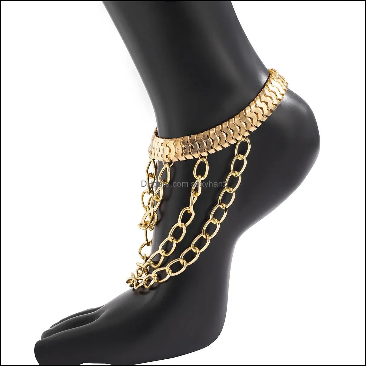 Vintage Snake Chain Arrow Charm Anklets for Women Bijoux Femme Unique Tassel Chunky Tennis Link Sandals Summer Foot Jewelry