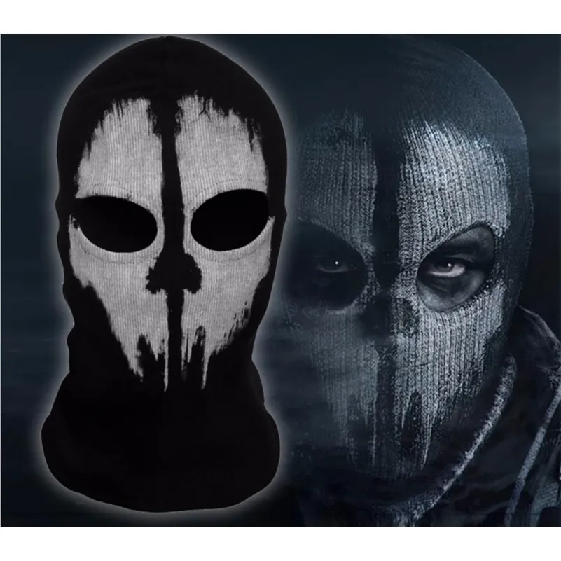 Szblaze Brand Cod Ghosts Skriv ut Bomull Balaclava Mask Skullies Mössor för Halloween War Game Cosplay CS Player Headgear 220108