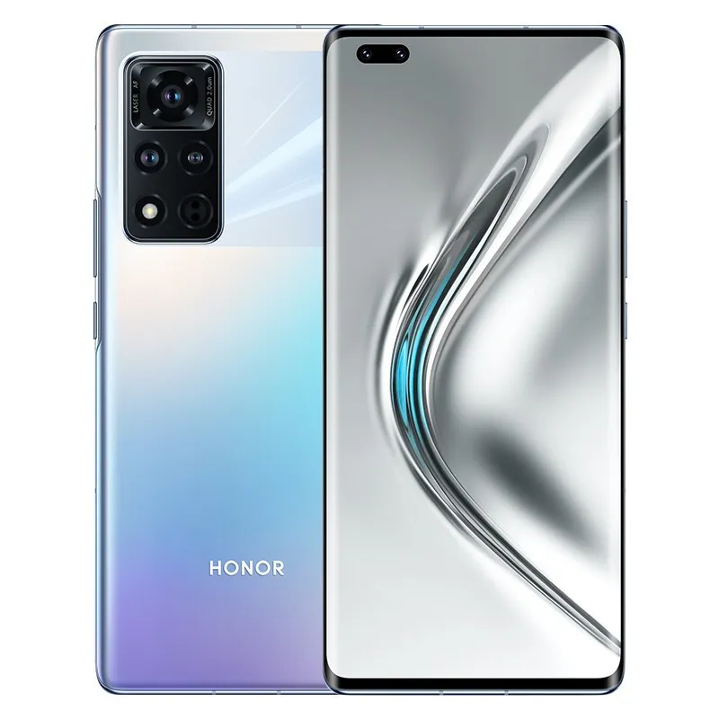 Original Huawei Honor V40 5G Mobiltelefon 8GB RAM 128GB 256GB ROM MTK 1000+ OCTA Core 50MP AI NFC 4000MAH Android 6.72 "Oled Full Screen Fingerprint ID Face Smart Cell Phone