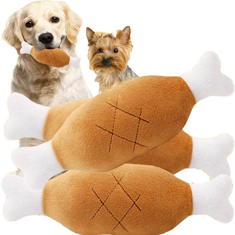 Puppy Pet Play Chew Toys Dog Toys For Dogs Cats Pets Supplies Cute Chicken Legs Plush Squeaky Toy