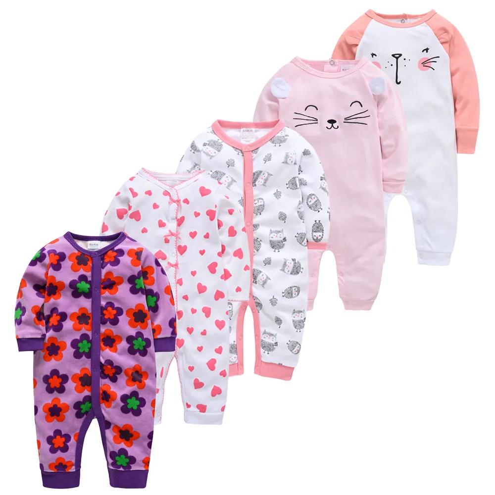 5pcs baby pyjamas nyfödd tjej pojke pijamas bebe file bomull andningsbar mjuk ropa bebe nyfödd sleepers baby pjias lj200827