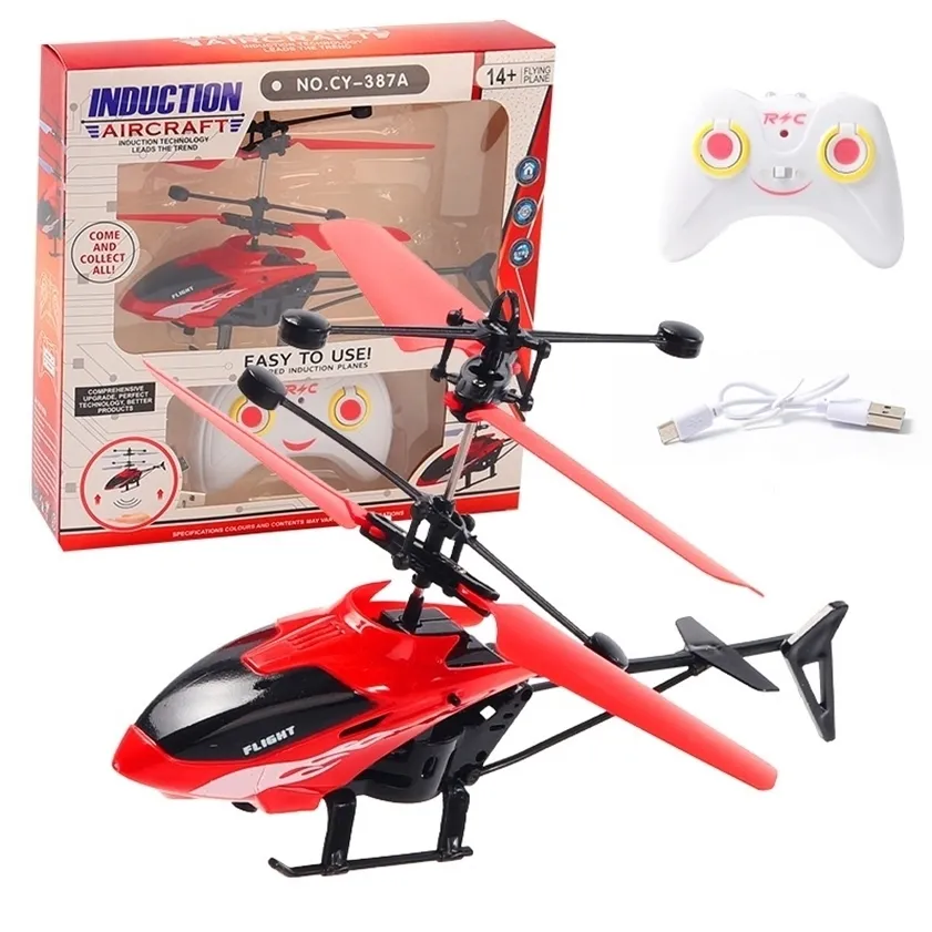 Remote Control Aircraft Induction 2CH Suspension Helicopter Fall-resistant Charging Light 220216