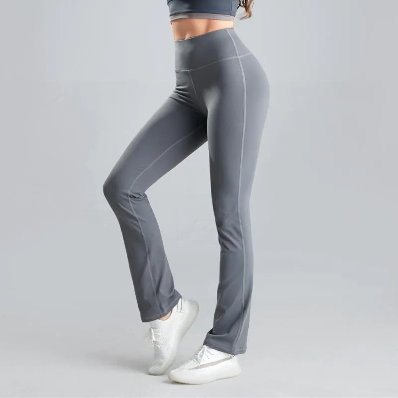 Yoga Outfits Gym Leggings Byxor Kvinnor Fitness Running Fritid Lösa och bekväma Fast Färg Flared Byxor