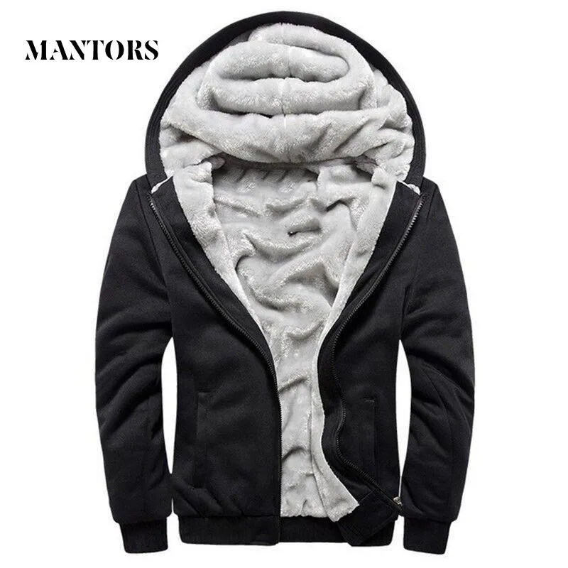 Vinter Varm Hoodies Män 2021 Casual Sportkläder Tjocken Fleece Hooded Sweatshirt Male Zipper Coat Jacket Tracksuit Fitness Cloth